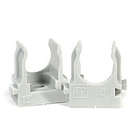 Крепеж-клипса для труб для прямого монтажа серая в гофроящике d16 мм 1400шт/кор Промрукав