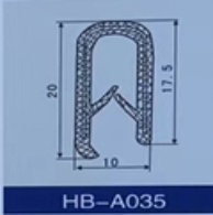 Уплотнитель вставной с металлом на оконтовку края двери и колесных арок HB-A035