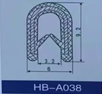 Уплотнитель вставной с металлом на оконтовку края двери и колесных арок HB-A038