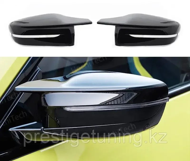 Крышки зеркал на BMW 7-серия G11/G12 2015-22 дизайн M вариант 2 (Черный цвет)
