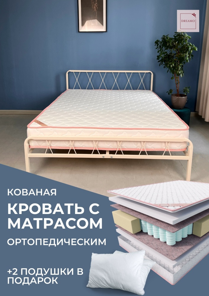 Кровать Dreamo Рамона Oscar полутораспальная, 140x200 см, без подъёмного механизма, белый