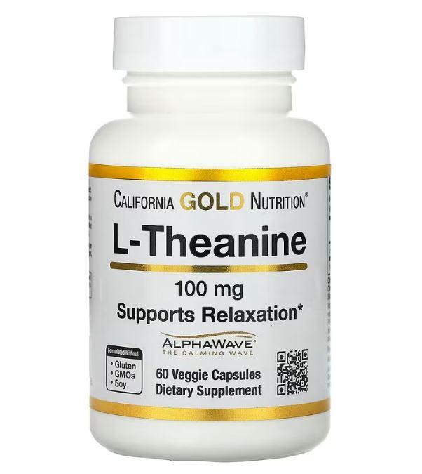 California Gold Nutrition, L-теанин, с AlphaWave, 100 мг, 60 растительных капсул