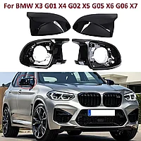 Крышки зеркал на BMW X4 (G02) 2018-21 дизайн M (Черный цвет)