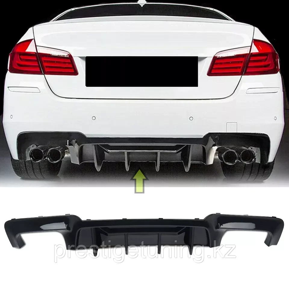 Диффузор заднего бампера на BMW 5-серия на (F10/11) 2017-20 дизайн M5 (Черный цвет)