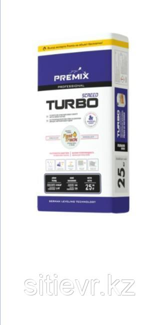 Premix Turbo 25 кг -Быстросохнущая полусухая стяжка на цементном вяжущем с контролируемой усадкой