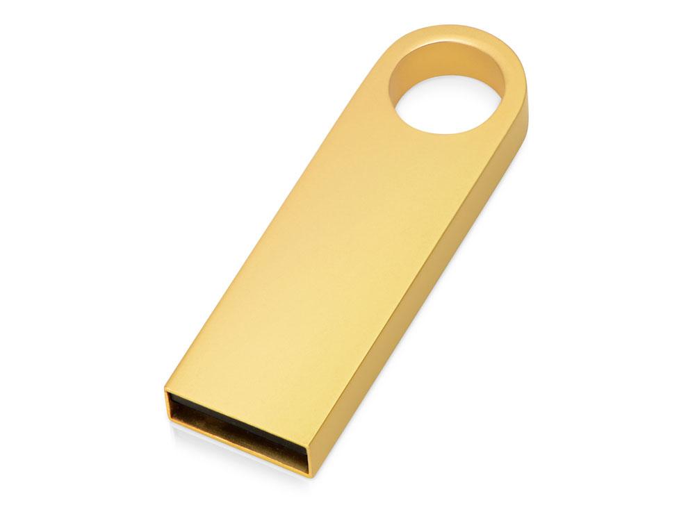 USB 2.0- флешка на 16 Гб с мини чипом, компактный дизайн с круглым отверстием, золотистый
