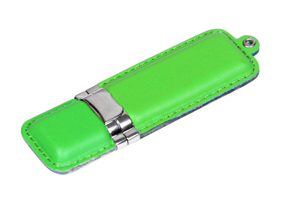 USB 2.0- флешка на 4 Гб классической прямоугольной формы, зеленый/серебристый