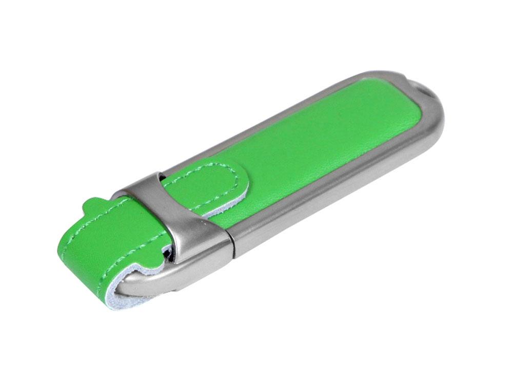 USB 2.0- флешка на 4 Гб с массивным классическим корпусом, зеленый/серебристый