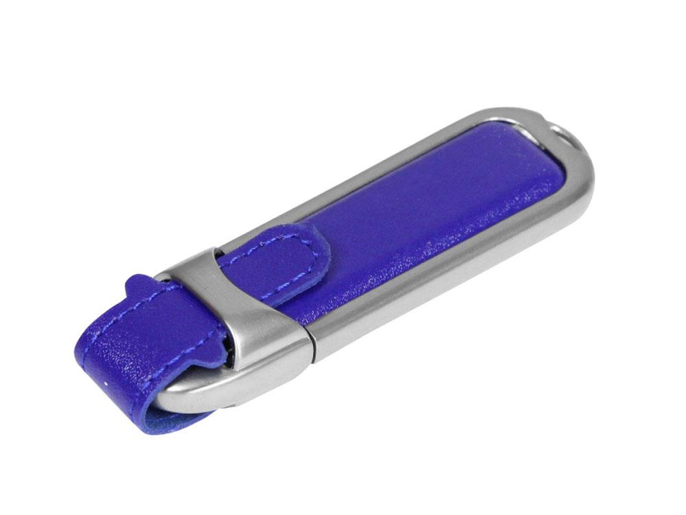 USB 2.0- флешка на 4 Гб с массивным классическим корпусом, синий/серебристый