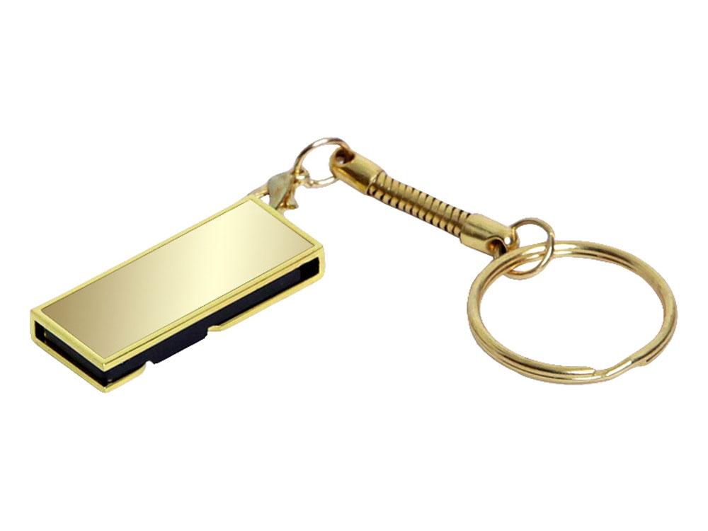 USB 2.0- флешка на 8 Гб с поворотным механизмом и зеркальным покрытием, золотистый
