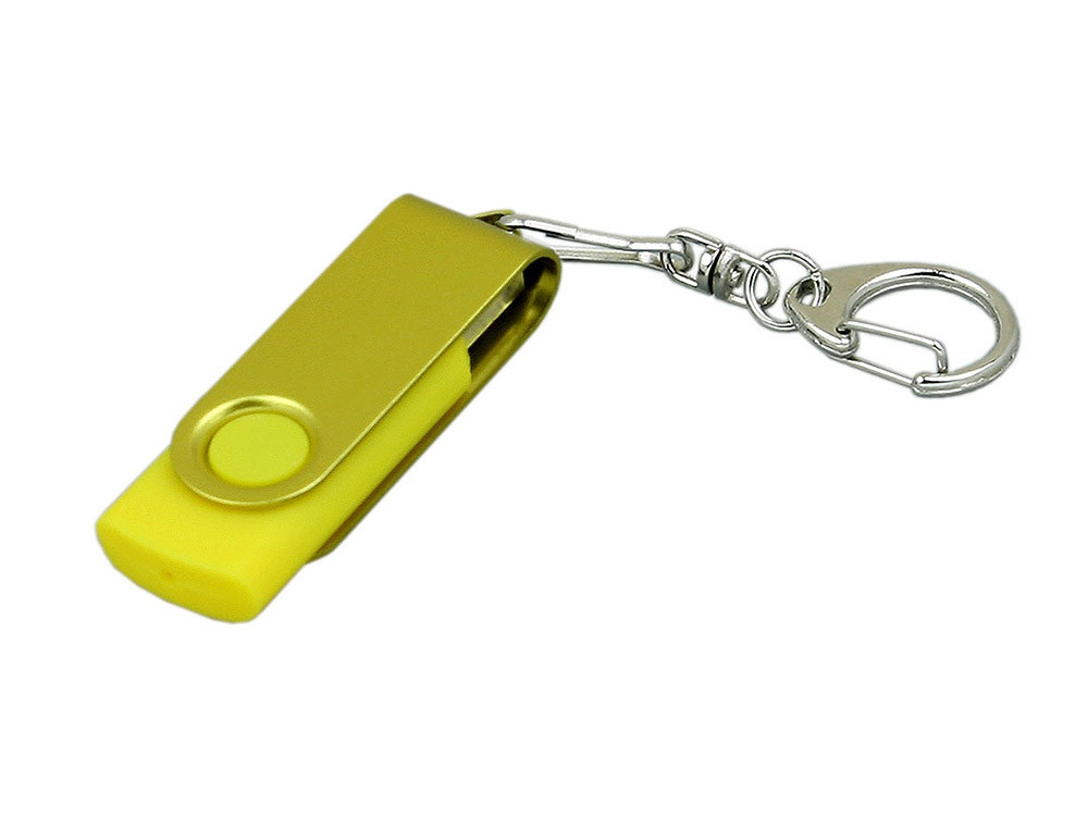 USB 2.0- флешка промо на 16 Гб с поворотным механизмом и однотонным металлическим клипом, желтый