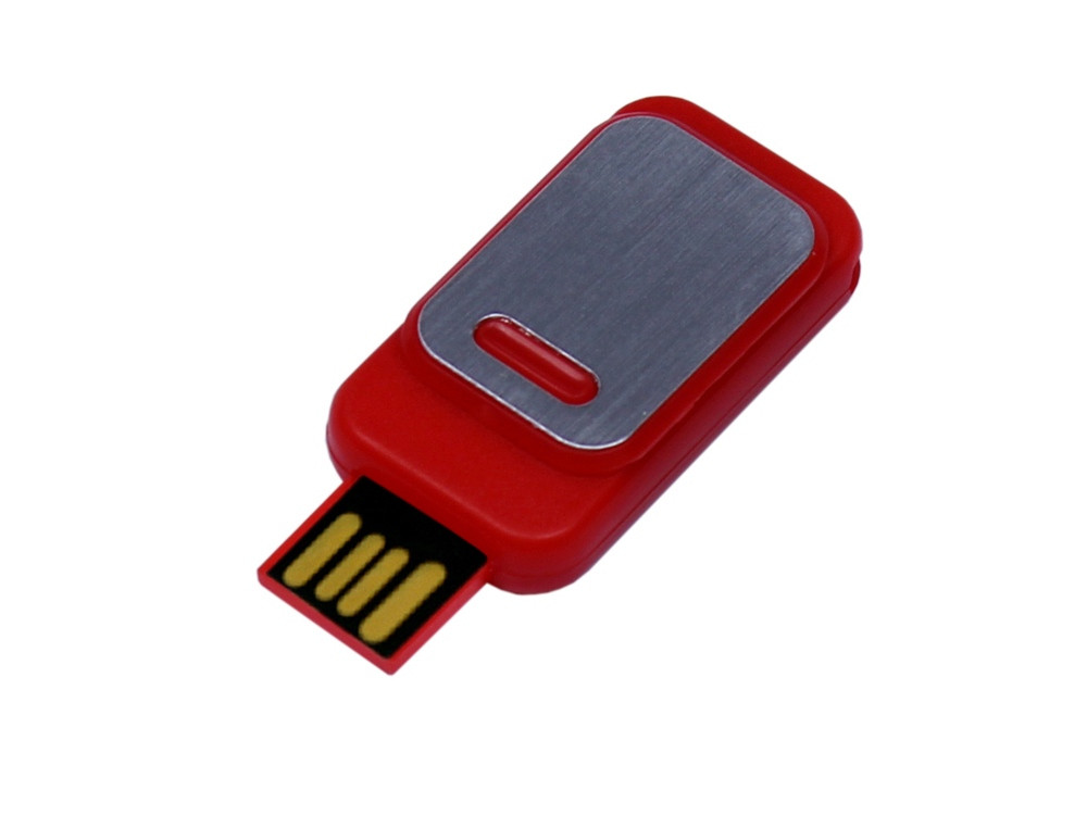USB 2.0- флешка промо на 32 Гб прямоугольной формы, выдвижной механизм, красный