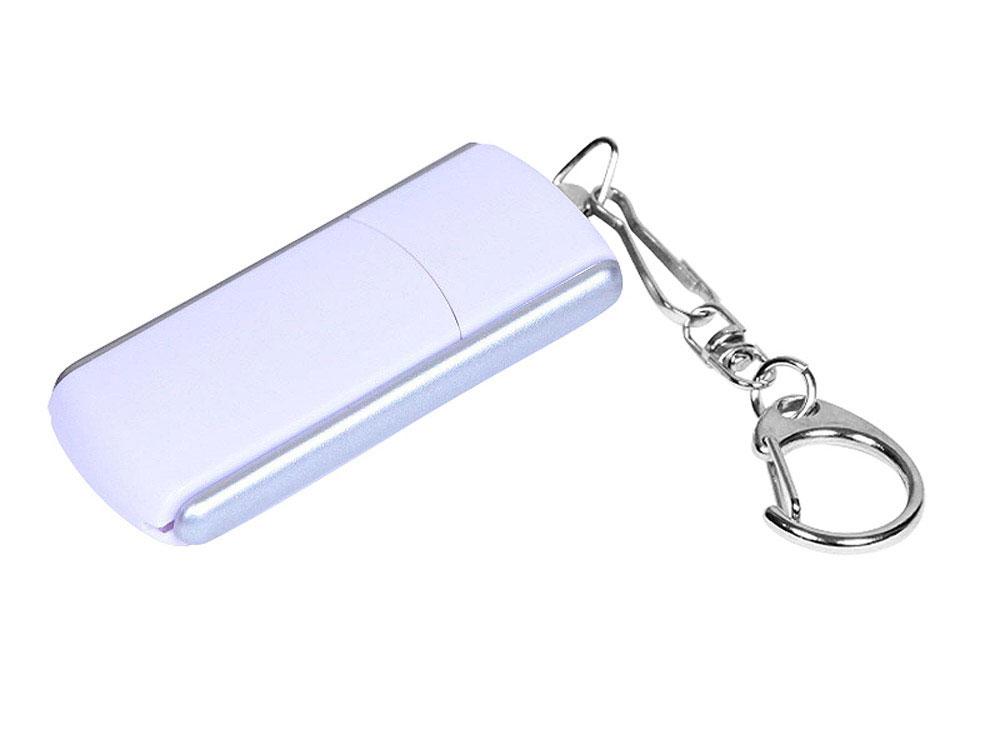USB 2.0- флешка промо на 4 Гб с прямоугольной формы с выдвижным механизмом, белый/серебристый