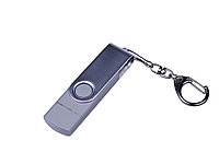 USB 2.0/micro USB/Type-C- флешка на 64 Гб c поворотным механизмом, серебристый