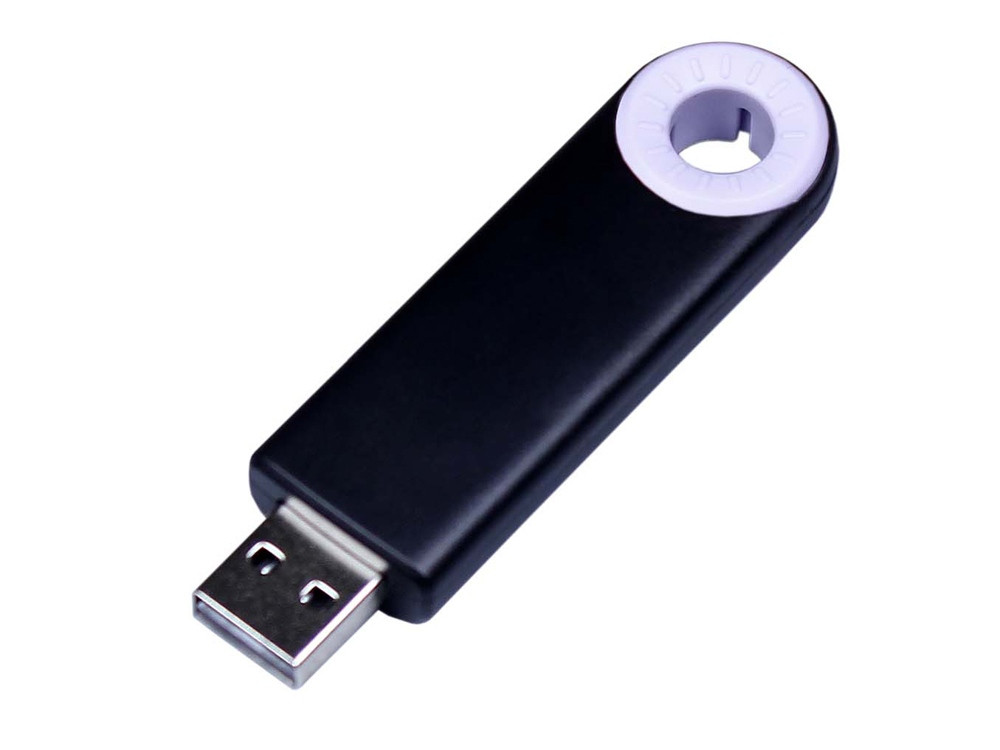 USB 3.0- флешка промо на 128 Гб прямоугольной формы, выдвижной механизм, черный/белый