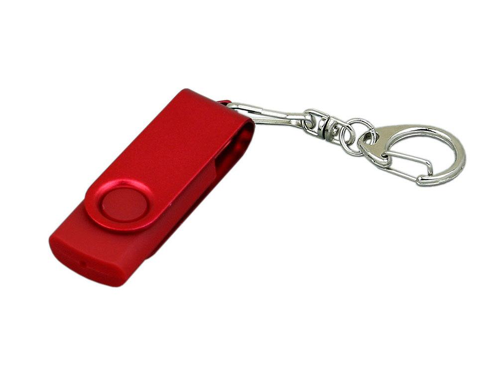 USB 3.0- флешка промо на 32 Гб с поворотным механизмом и однотонным металлическим клипом, красный