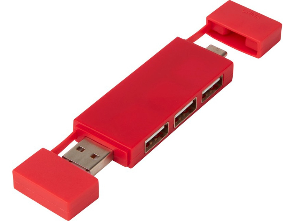 Двойной USB 2.0-хаб «Mulan», красный