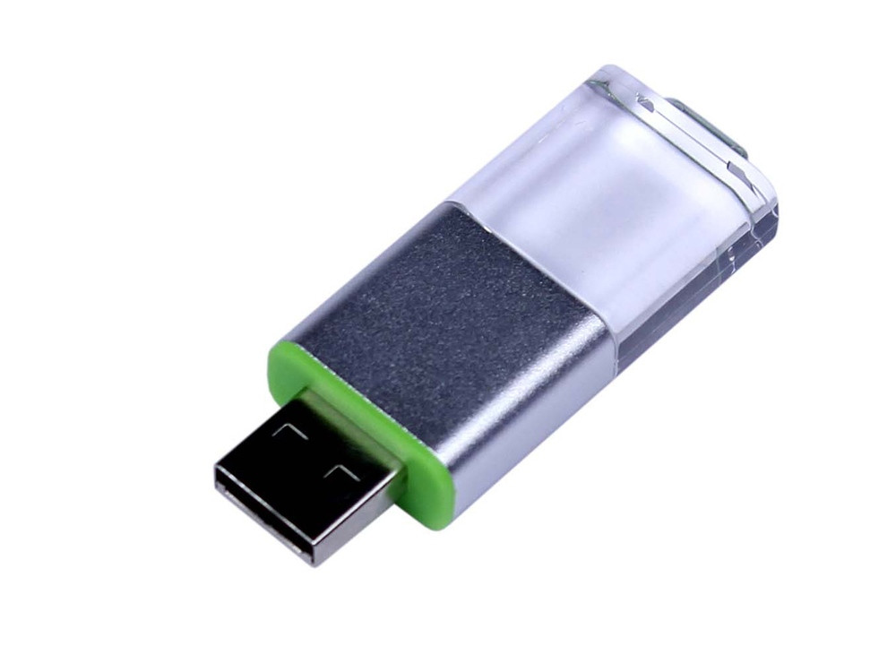 USB-флешка 2.0 16 Гб прямоугольной формы с выдвижным механизмом зеленый