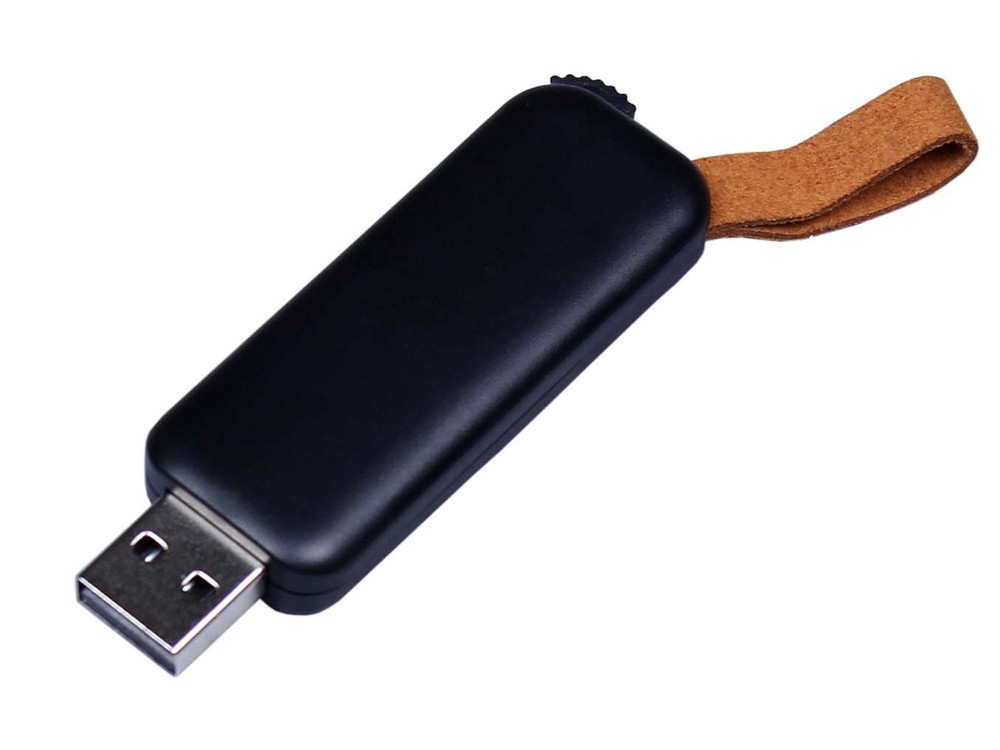 USB-флешка 3.0 64 Гб прямоугольной формы с выдвижным механизмом черный