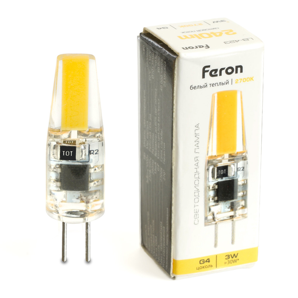 Лампа светодиодная Feron LB-423 G4 3W 230V 2700K, фото 1
