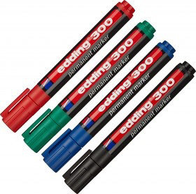 E-300/4S, Набор маркеров перманентных EDDING E-300 кругл. наконечник 1,5-3мм наб. 4цв