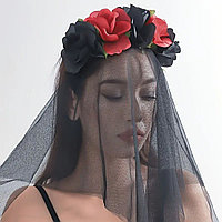 Карнавальный ободок с розами черно красный