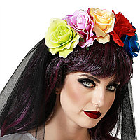 Карнавальный ободок с розами разноцветный