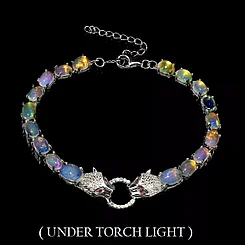 Браслет с натуральными радужными Опалами