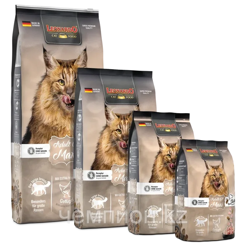 753519 Leonardo Adult Grain-freeMaxi, для крупных кошек с низким содержанием углеводов, 1,8кг