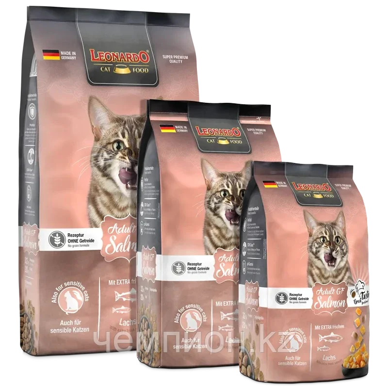 758729 Leonardo Adult GF Salmon, беззерновой корм для взрослых кошек с лососем, уп.7,5 кг.