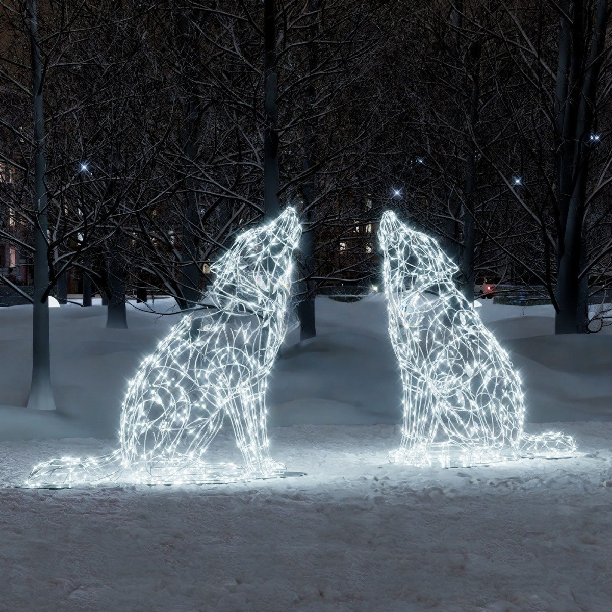 Светодиодная уличная композиция «Воющие волки»