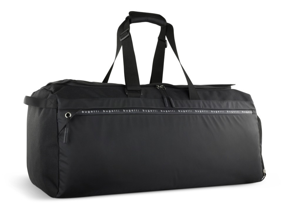 Сумка дорожная BUGATTI Blanc Delight, чёрная, нейлон RPET600D/тарпаулин/полиэстер, 67х32х29 см, 55 л, фото 1