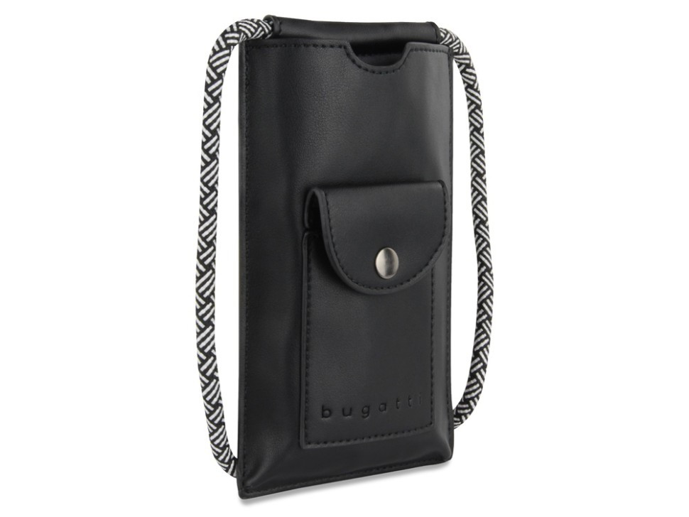 Сумка-чехол для мобильного телефона BUGATTI Almata, чёрная, полиуретан, 11x2x18 см, фото 1