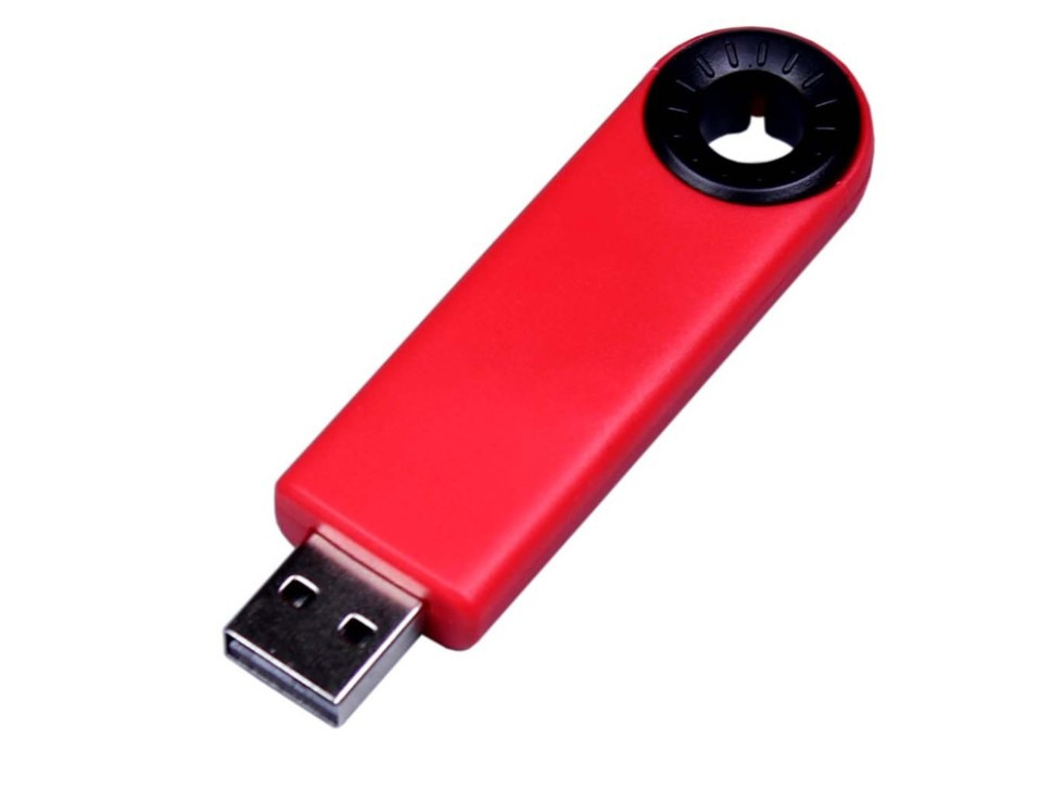 USB-флешка промо на 64 ГБ прямоугольной формы, выдвижной механизм, черный, фото 1