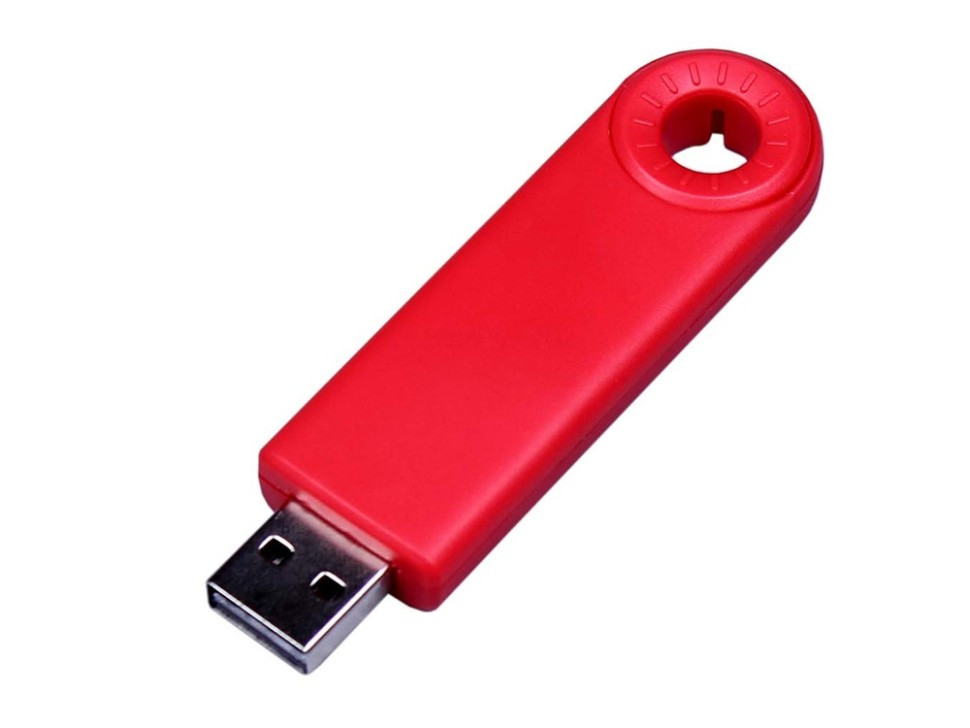 USB-флешка промо на 16 Гб прямоугольной формы, выдвижной механизм, красный, фото 1