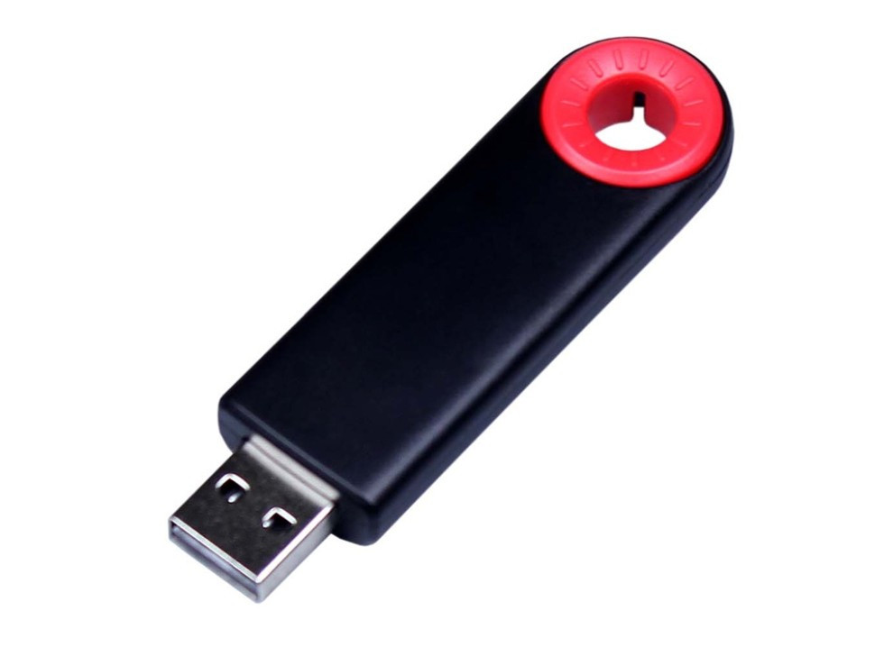 USB-флешка промо на 32 Гб прямоугольной формы, выдвижной механизм, красный, фото 1