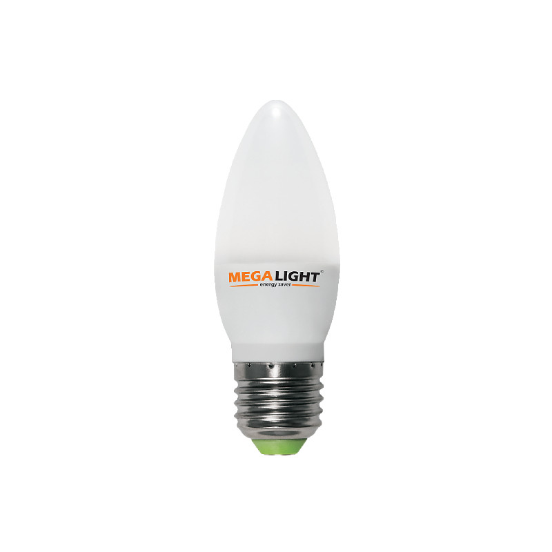LED ЛАМПА C37 "Свеча" 4,5W 405Lm 230V 4000K E27 MEGALIGHT (10/100)