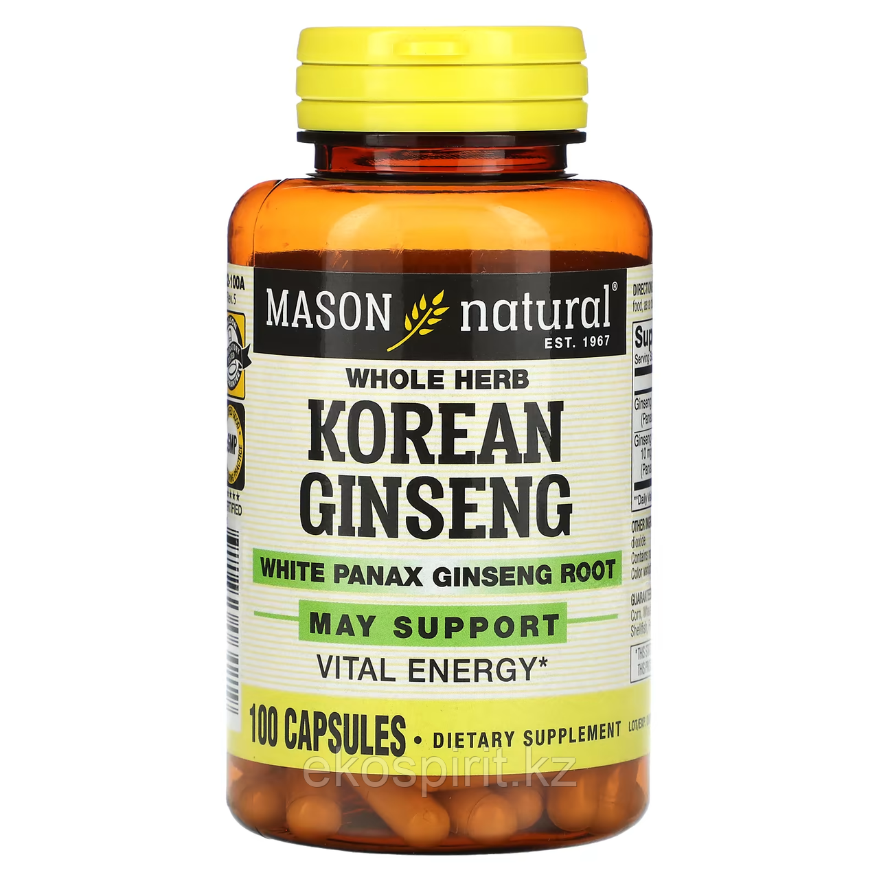 Mason Natural, Корейский женьшень из цельных трав с корнем белого женьшеня