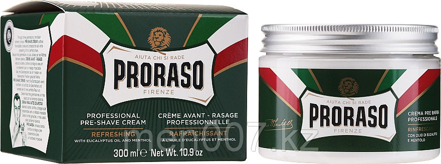 PRORASO Crema PreShave прешейв Освежающий крем до бритья с маслом эвкалипта и ментол 300мл (зеленый)