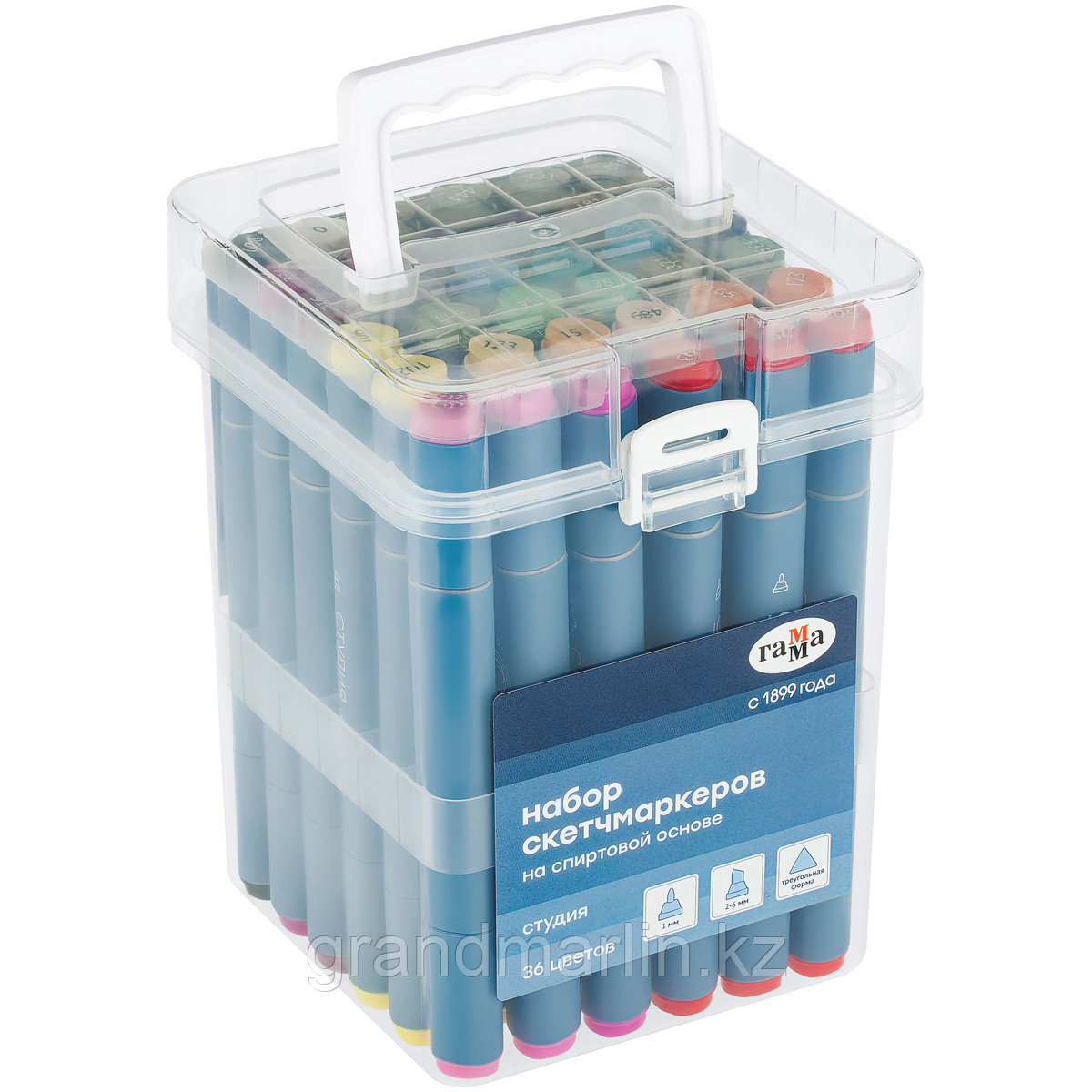 Набор двусторонних маркеров для скетчинга Гамма "Студия" 36цв., основные цвета, корпус трехгранный,, фото 1