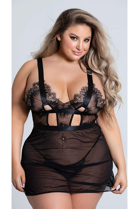 Комбинация и стринги черные For Dreams 8302 3XL(54-56)