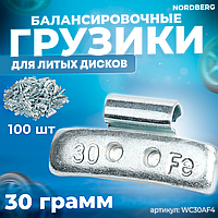 Грузики балансировочные для литых дисков Fe 30 г, 100 шт. NORDBERG WC30AF4