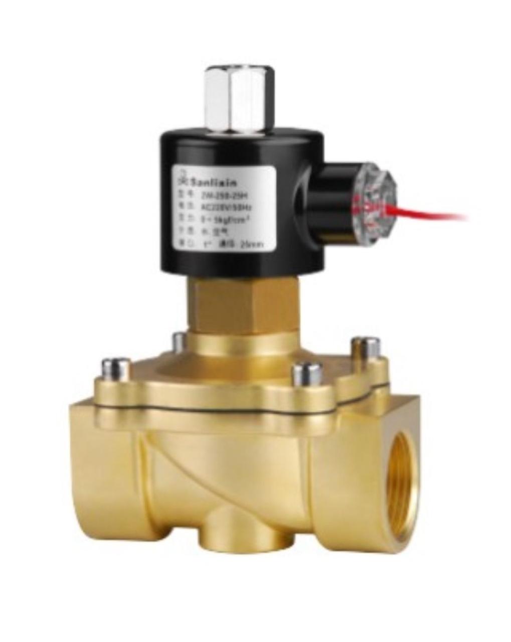 Соленоидный вентиль прямого действия SANLIXIN 1 1/4" NO (ZS2AF02N1H32, BRASS, 0-5 bar, 220V), фото 1