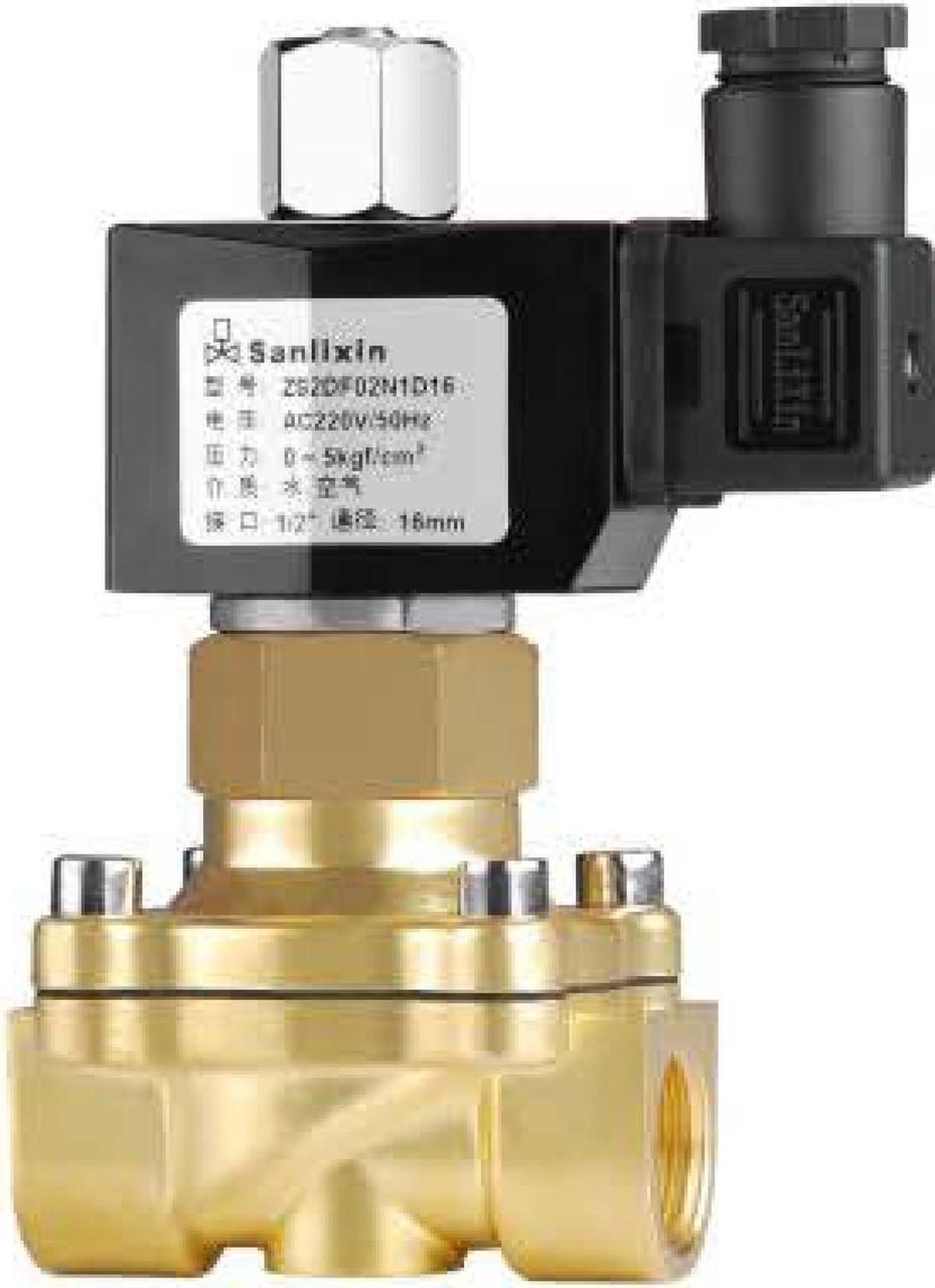Соленоидный вентиль прямого действия SANLIXIN 2" NO (ZS2AF02N1K50, BRASS, 0-5 bar, 220V), фото 1