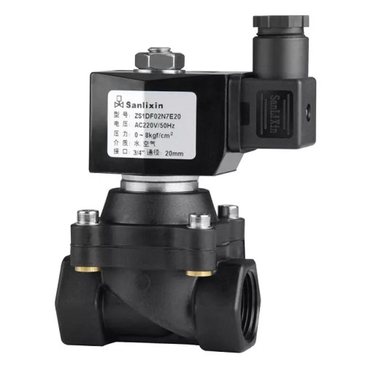 Соленоидный вентиль прямого действия SANLIXIN  " NC (ZS1DF02N7E20, plastic, 0-8 bar, 220V)