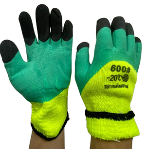 Акриловая перчатка салатовая с двойным обливом -20 К20