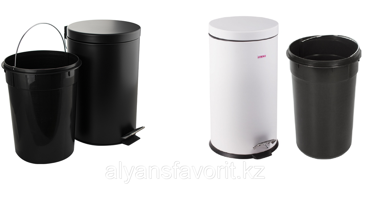 Урна с педалью для мусора 12 литров черная / белая .Китай