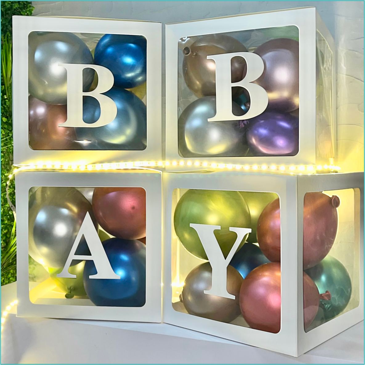 Праздничный набор коробок с буквами (с разноцветными хромированными шарами 20шт.), фото 1