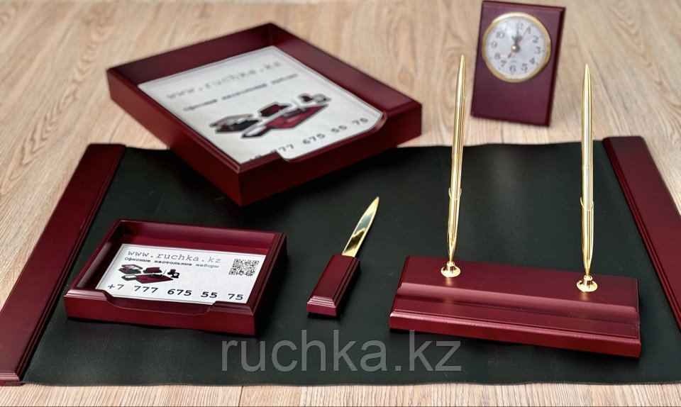 Настольный набор руководителя, 7 предметов, серия Office, махагон