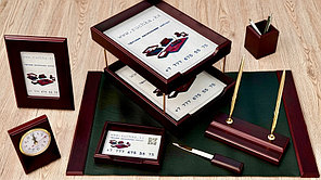 Настольный набор руководителя, 9 предметов, серия Office, махагон